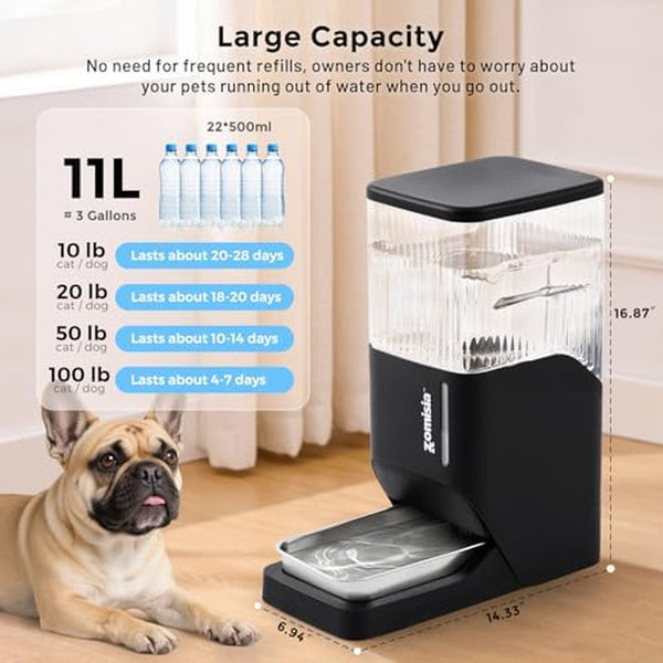 ZOMISIA 11L Dog Water Bowl Dispenser & Maifan Stone Filter Replacement 3Pcs3