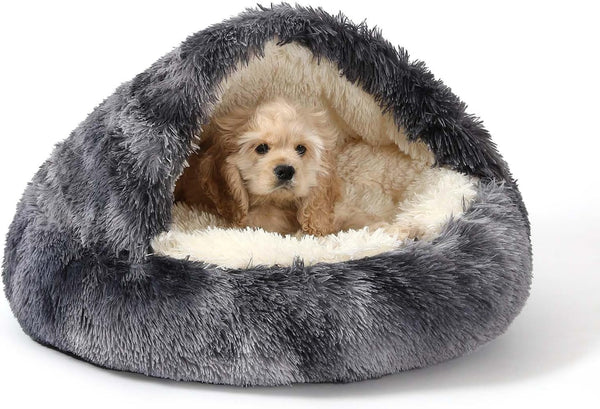 NOYAL round Hooded Donut Dog Bed for Small & Medium Pets - Plush Fluffy Anti-Anxiety Cat Cave Bed with Cover19
