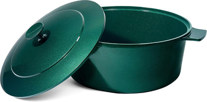 Dutch Oven, 6.5 Quart Ultra Nonstick Enameled Lightweight Aluminum Dutch Oven Pot with Lid, round 6.5 Qt. Stock Pot, Dishwasher & Oven Safe Induction Capable 100% PFOA Free, Emerald Green1