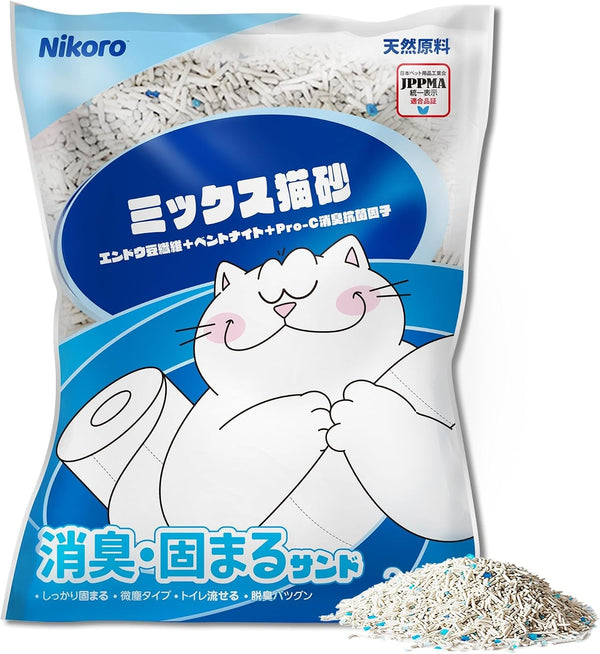 NIKORO Tofu Cat Litter,Strong Clumping Cat Litters,Odor Control and Unscented Ultra Absorbent Water Flushable Tofu Cat Litter,Dust Free Scent Free,21 Lbs(5.29 Lbs×4Bags)11