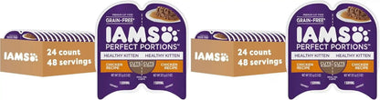 IAMS Perfect Portions Healthy Kitten Pate Wet Cat Food, Chicken, 24 Count | Grain-Free, Vitamin E Immune Support, No Fillers, Made in USA, Snap-Peel-Serve 2.6 Oz. Twin-Pack Trays, No Artificial Flavors11
