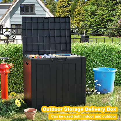 35 Gallon Outdoor Deck Box Lockable Waterproof Storage Black | Heavy-Duty Resin Container for Indoor and outside Use. Patio Cushions, Garden Equipment, Pool Accessories, Outdoor Tools8
