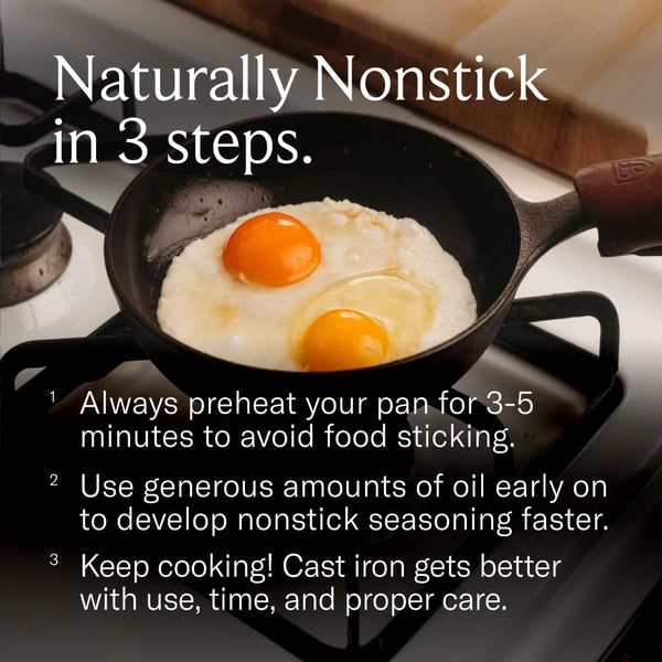 No.5 Cast Iron Chef Skillet – 7.5-Inch Curved Wall Egg Pan, Pre-Seasoned for 1–2 Servings, Lighter & Smooth, Made in USA8