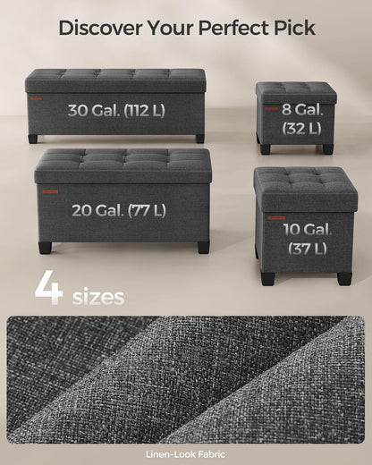 SONGMICS Storage Ottoman, Small Ottoman Foot Rest with Legs, 15 X 15 X 15.7 Inches Foot Stool, Load up to 660 Lb, for Living Room, Bedroom, Dorm, Dark Gray ULSF14GYZ8