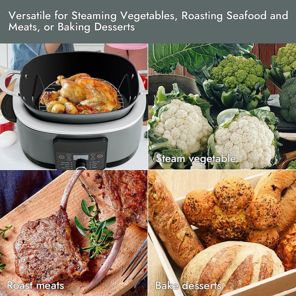 Roast and Steamer Rack for Ninja Possible Cooker 8.5 QT Pro plus | Compatible with Ninja MC1001, MC1010, MC2001 Slow Cooker Crock, Ninja Multi Cooker Accessories with Silicone Feet & Handles6
