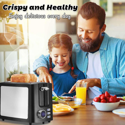 Toaster 2 Slice Wide Slot Toaster Best Rated Prime Display Smart Toasters with LCD Digital Countdown Timer and Bagel/Defrost/Cancel/Reheat Function7