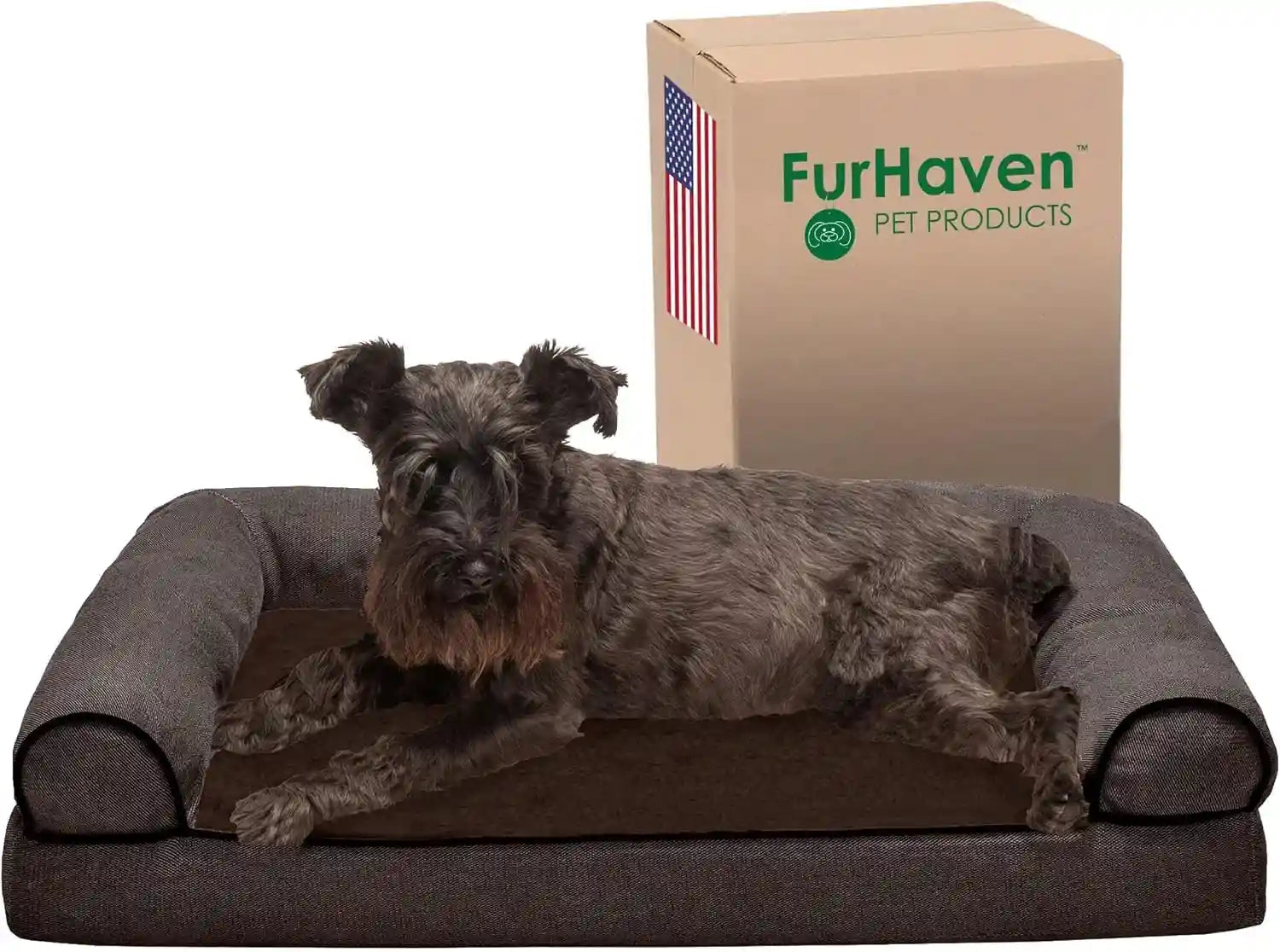 furhaven-memory-foam-dog-bed-for-medium-small-dogs-w-removable-bolsters-washable-cover-for-dogs-up-to-35-lbs-luxe-faux-fur-performance-linen-sofa-woodsmoke-medium