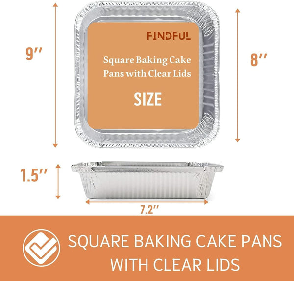 (35 Pack) 8X8 Aluminum Pans with Clear Plastic Lids - Square Baking Cake Pans - Foil Pans with Lids - Disposable Food Containers Great for Cooking, Heating, Storing, Prepping Food2