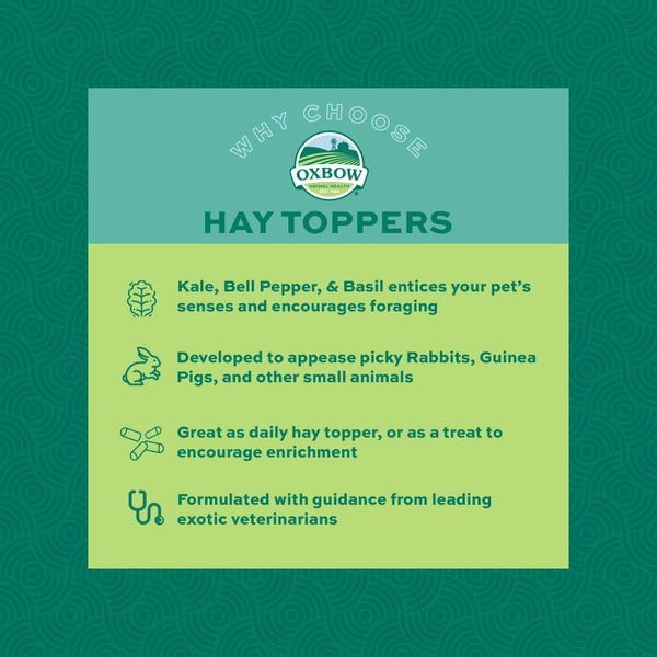 Oxbow Hay Topper, Rabbit & Guinea Pig Treats, Hay Mixer, Garden Blend, 2 Oz | Foraging Hay Topper with Kale, Bell Pepper & Basil Sprinkles for Rabbits, Guinea Pigs & Chinchillas, Adds Variety to Hay5