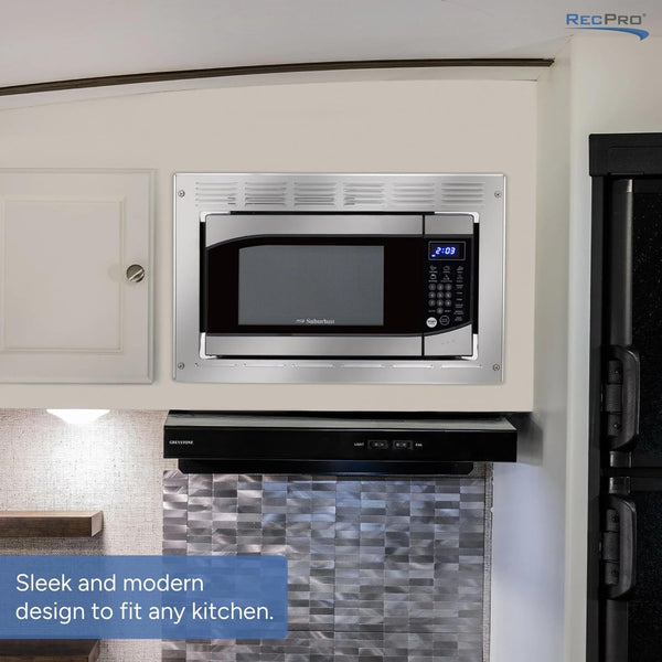 0.9 Cu. Ft. RV Microwave Stainless Steel | 900W, 10 Power Levels, 6 Express Cook Presets, Instant Start, Child Safety Lock, Removable Glass Turntable6