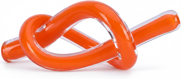 Orange Abstract Glass Knot Sculpture, Hand Blown Glass Decor for Coffee Table TV Cabinet, Shelf or Mantel Accent, Modern Knot Art for Coastal Living Room Tabletop Knick Knacks1