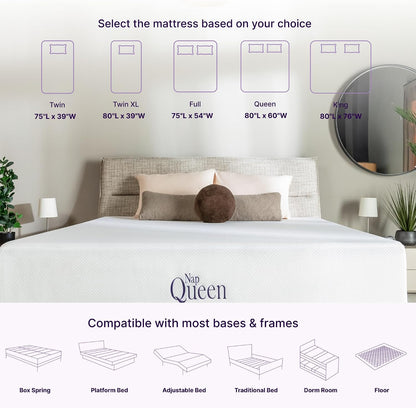 8 Inch Queen Size Mattress, Bamboo Charcoal Memory Foam Mattress, Bed in a Box, White2