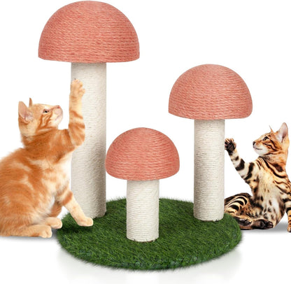 Powerking Cat Scratching Post, Mushroom Claw Scratching Post for Cat, Natural Sisal Cat Scratchers with 3 Mushroom Pole, Cat Interactive Toys13