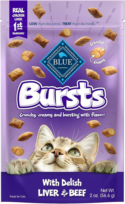 Blue Buffalo Bursts Paw-Lickin' Chicken Crunchy & Creamy Cat Treats, Great for Training, Made with Real Chicken, Natural Cat Treats Enhanced with Vitamins, Minerals & Other Nutrients, 5 Oz.12