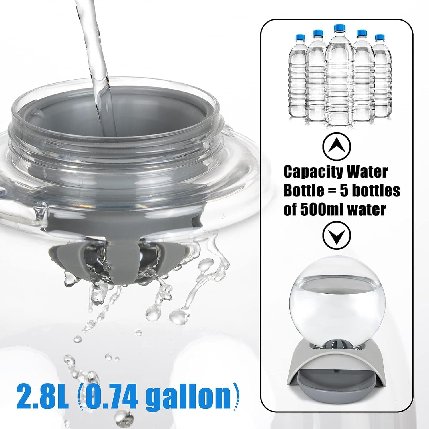pet-water-dispenser-2-8l-automatic-gravity-cat-water-dispenser-for-cats-dogs-rabbit-detachable-cat-dog-water-dish-feeder-with-spherical-waterer-bubble-grey