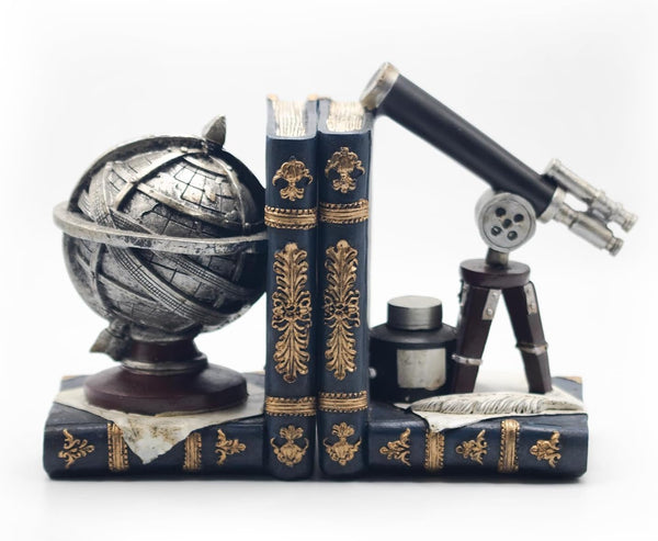 Vintage Decorative Bookends, Armillary Sphere & Space Telescope | Unique Bookends for Home Office Schools1