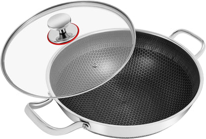 12 Inch Non Stick Wok Pan with Lid, 316 Stainless Steel Stir Fry Pan1
