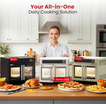 Ultra-Premium Air Fryer Toaster Oven Combo with Independent Dual-Zone Technology, Extra Large 32QT French Door Stainless Steel Convection Oven, Next-Gen Patent Technology, 13 Accessories9