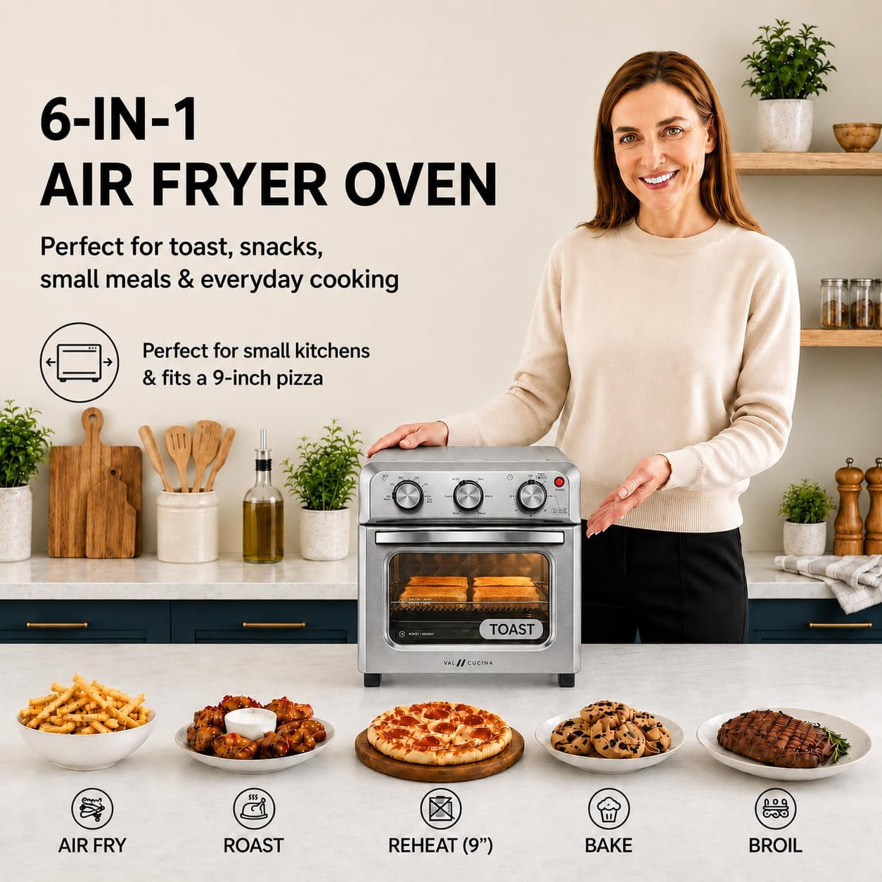 6-in-1-air-fryer-toaster-oven-combo-compact-12-7-qt-small-countertop-convection-oven-fits-9-pizza-4-toast-hexagon-hybrid-heating-enamel-baking-pan-included-stainless-steel-finish