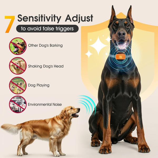 Dog Bark Collar for Large Medium Small Dogs, Effective No-Bark Collar, Smart Barking Collar, Rechargeable Bark Collar with 7 Sensitivity, 3 Modes, Waterproof, Neon Orange2
