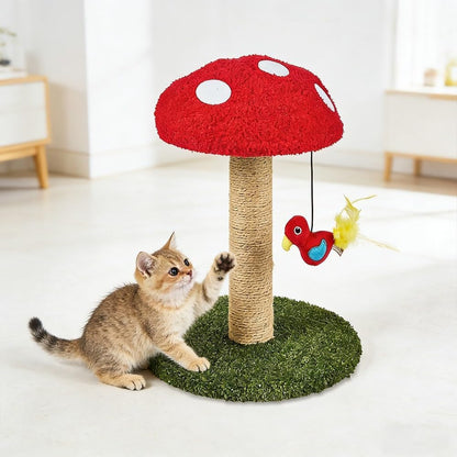 Cat Scratching Post for Indoor Cats, Mushroom Scratching Post 17.5" H, Cute Cat Scratcher for Kittens and Adult Cats, Durable Cat Scratch Post Furniture for Play and Claw Care1