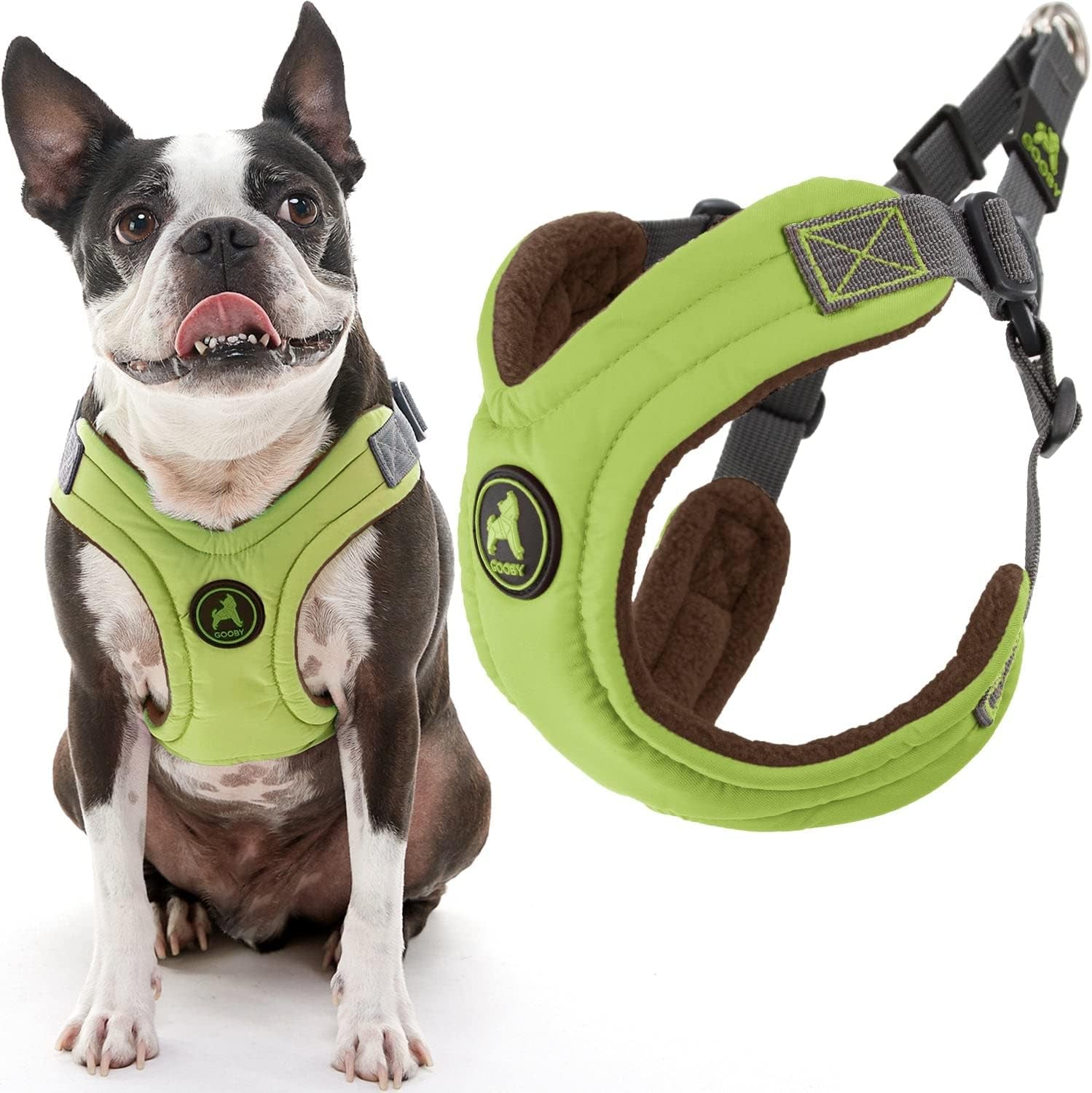 gooby-escape-free-memory-foam-harness-green-large-no-pull-step-in-small-dog-harness-with-four-point-adjustment-perfect-on-the-go-dog-harness-for-medium-dogs-no-pull-and-small-dogs