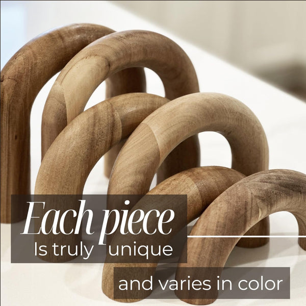 Wooden Arch Decor Set of 3, Acacia Wood Modern Decorative Home Objects | Japandi Home Decor Accents, Coffee Tables, Bookshelves, Entryways, Console Decorations, Housewarming Gift2