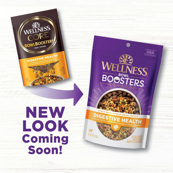 Wellness Bowl Boosters Digestive Health Dog Food Topper with Freeze Dried Pieces for Small, Medium, and Large Breeds, Sensitive Stomach, Grain Free, Natural, Chicken Recipe, 4 Oz Bag2
