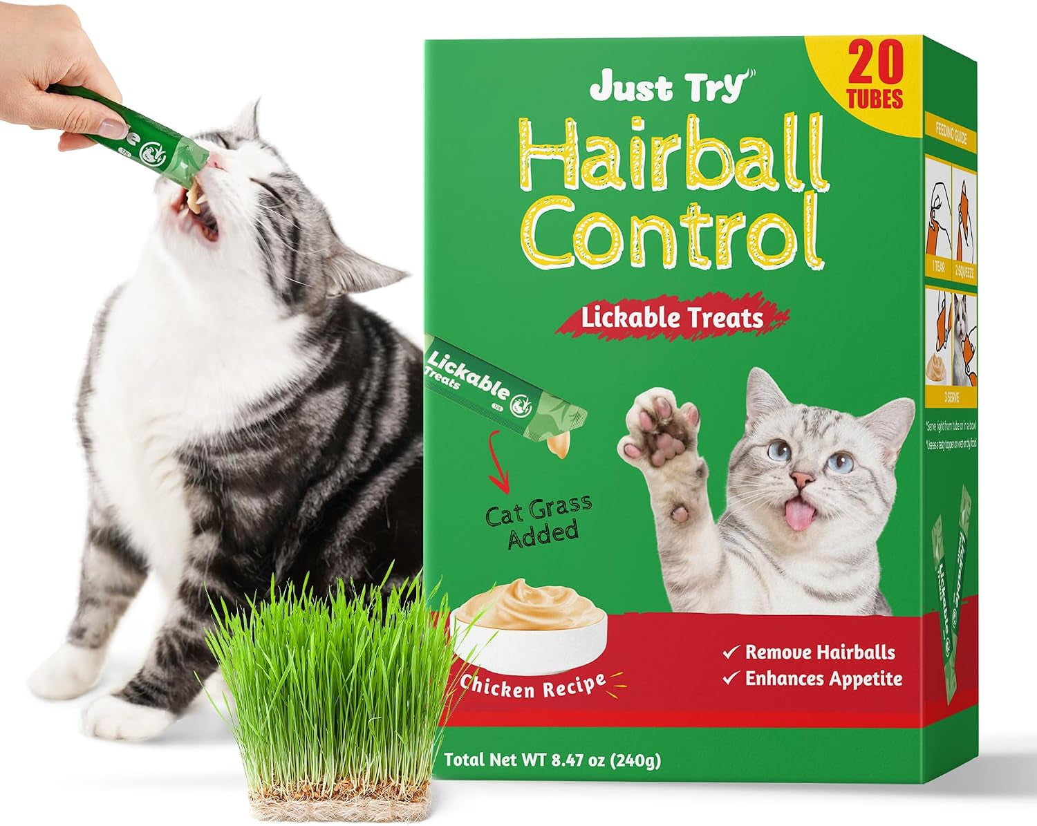 just-try-lickable-cat-treats-healthy-cat-grass-treats-20-tubes-soft-creamy-hairball-control-relief-functional-with-taurine-vitamin-e-for-cats