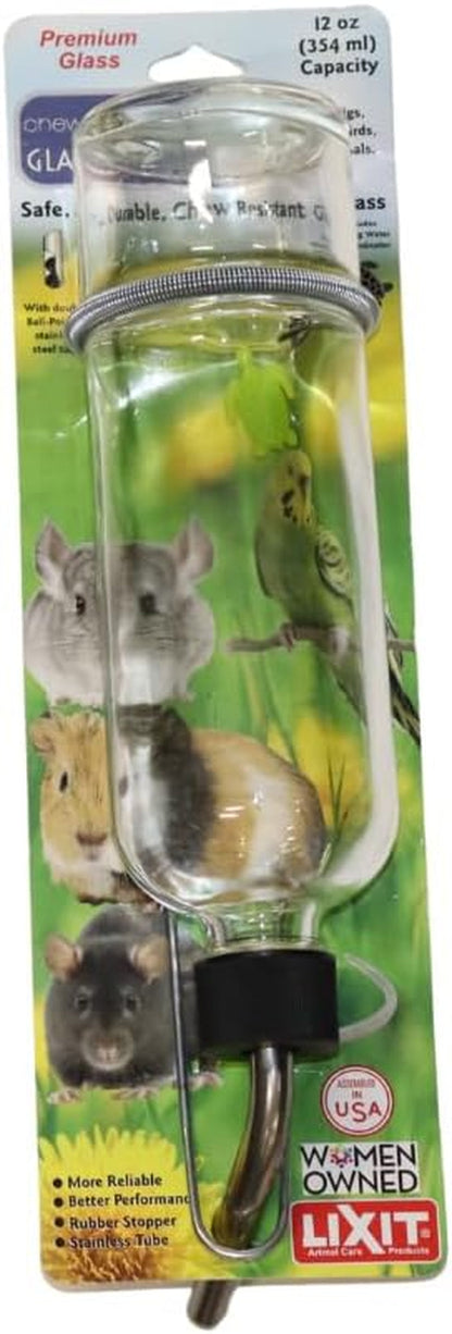 Lixit® Chew Proof Flat Sided Water Bottles for Rabbits, Ferrets, Rats, Birds, Hamsters, Guinea Pigs, Chinchillas Gerbils and Other Small Animals - Made in USA (Clear, 12 Ounce)1