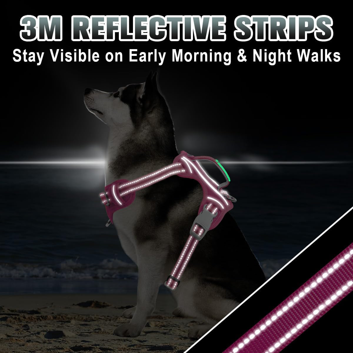 barkbay-no-pull-dog-harness-large-reflective-dog-harness-with-front-clip-and-easy-control-handle-for-walking-training-running-with-id-tag-pocketpink-l