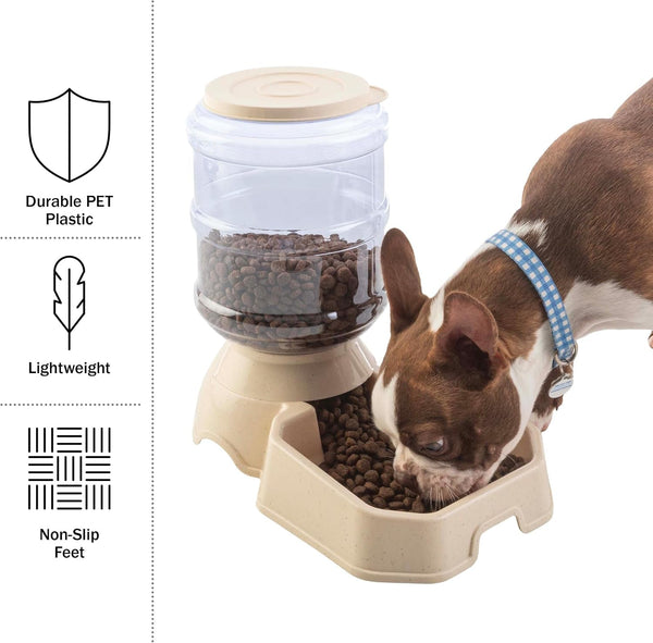 Automatic Cat Feeder and Water Dispenser - 2-Pack 3.8L/1G Dog Food and Water Bowl - Gravity Automatic Water Dispenser for Dogs and Cats by PETMAKER6