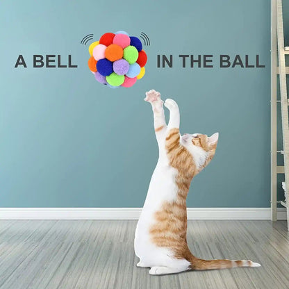 TUSATIY Cat Toy Balls with Bell 3PCS, Colorful Soft Fuzzy Balls Built-In Bell for Cats, Interactive Playing Chewing Toys for Indoor Cats and Kittens4