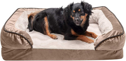 Furhaven Cooling Gel Dog Bed for Large Dogs, Perfect Comfort Sofa Bed with Cool Gel-Top Foam with a Solid Orthopedic Foam Base for Joint Support, Washable Cover, Jumbo XL, Plush & Velvet, Granite Gray13