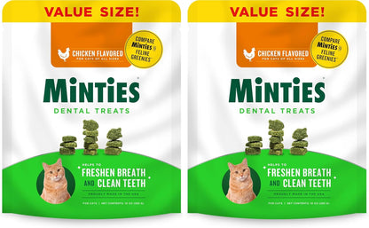 Minties Dental Treats for Cats, Salmon Flavored Treats for Cats, Freshens Breath and Controls Tartar, 2.5Oz10