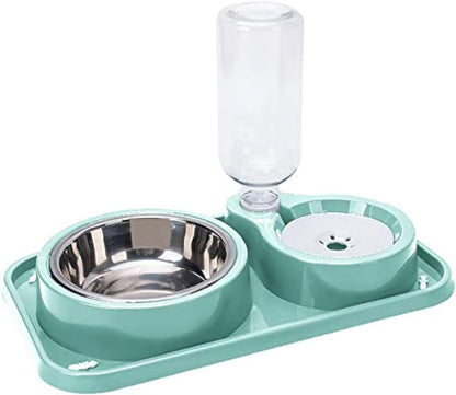 Love Dream Double Dog Cat Bowls, Anti-Slip Pet Food and Water Bowl Set | Automatic Gravity Water Dispenser Bottle Detachable Stainless Steel Bowl No-Spill for Indoor Cats Dogs Puppy Kitten Rabbit11