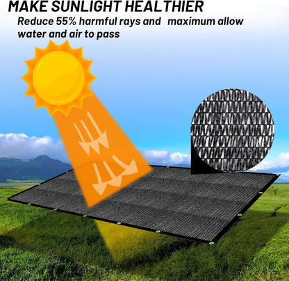 Sun Shade Cloth with Grommets for Garden, 55% 6.5X10Ft, Black | New HDPE. Blocks Sun Heat and UV. Grommets for Easy Setup. Breathable and Tear-Resistant. for Garden Flower Plant Greenhouse.2