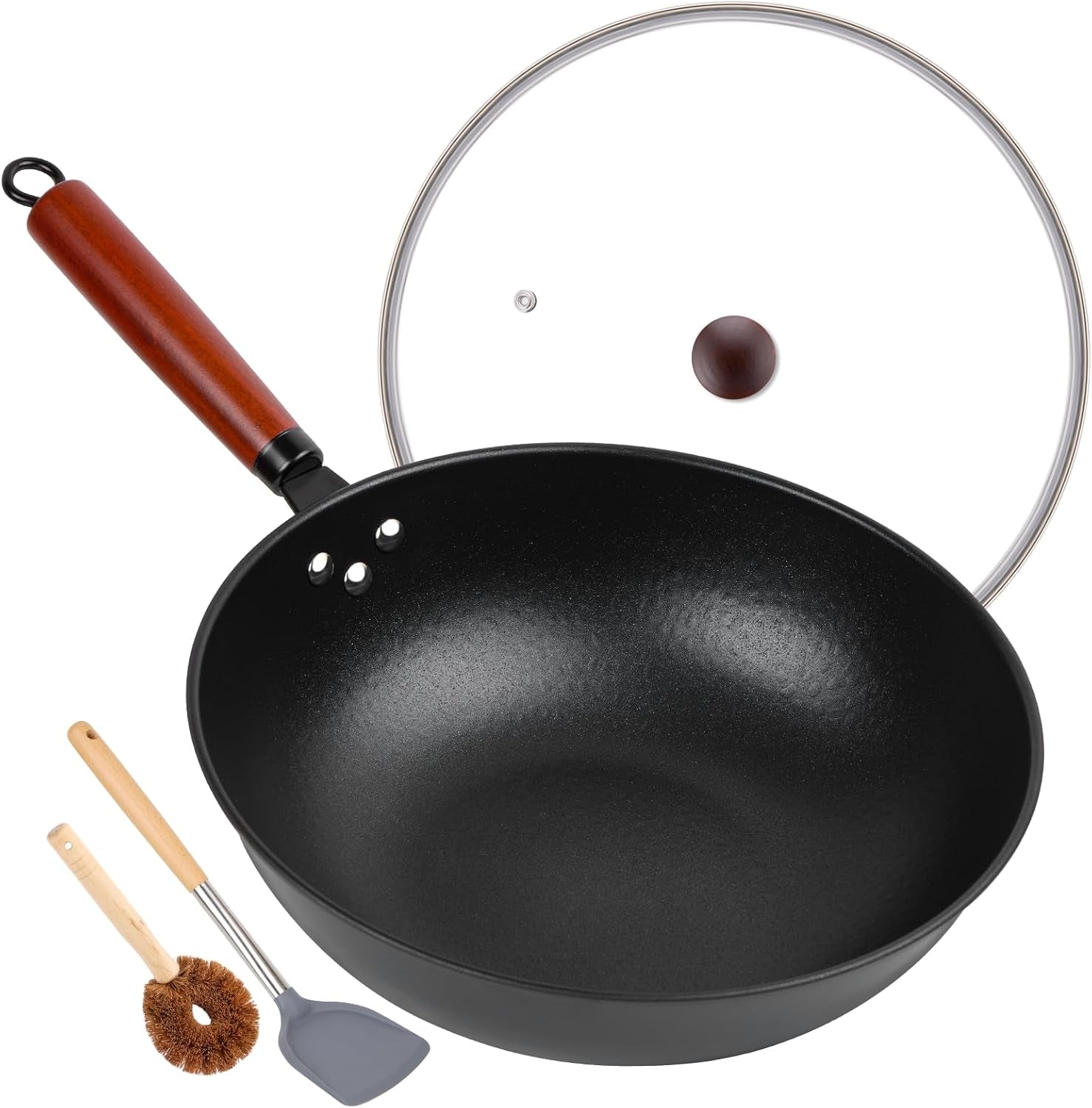 wok-13-carbon-steel-woks-stir-fry-pans-nonstick-with-glass-lid-pre-seasoned-flat-bottom-chinese-wok-for-electric-induction-gas-all-stoves