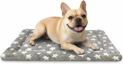 Dog Bed Mat, Dual-Sided Dog Crate Bed Mat - Ultra Soft & Machine Washable Kennel Pad for Small Dogs, All-Season Comfort Pet Bed for Crates, Travel, and Home, Star Gray, 24 X 16 Inch1