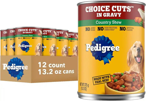 Pedigree Choice Cuts Wet Dog Food, Beef & Country Stew, 13.2 Oz, 12 Count | Beef & Country Stew Flavors, 100% Complete & Balanced, Supports Lean Muscles, 50%+ Water for Hydration, Made with Real Beef17