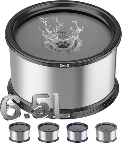 1.6 Gallon Dog Water Bowl, 6.5L/220Oz Stainless Steel No Spill Water Bowl for Large Dogs, Super Large Capacity Splash Proof Pet Slow Drinking Water Bowl with Anti-Slip Mat for Mess Drinkers10