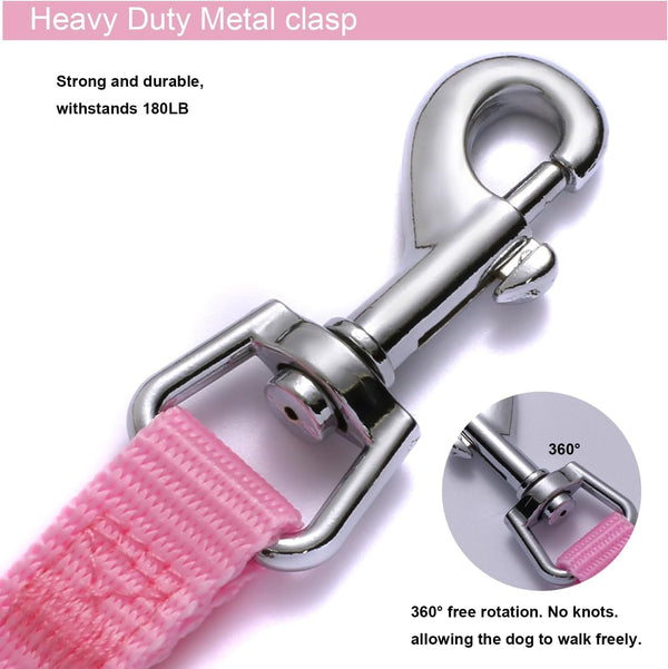 6 FT Puppy Leashes, Strong Traditional Style Leash with Easy to Use Collar Hook,Dog Lead Great for Small and Medium and Large Dog (Pink, 5/8 in X 6 Ft)3