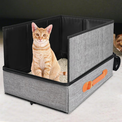 Portable Cat Litter Box Hard Bottom Zippered Tray Pet | Waterproof Portable Cat Box Indoor Outdoor Travel Car Camping Hotel Corner Housebreaking8