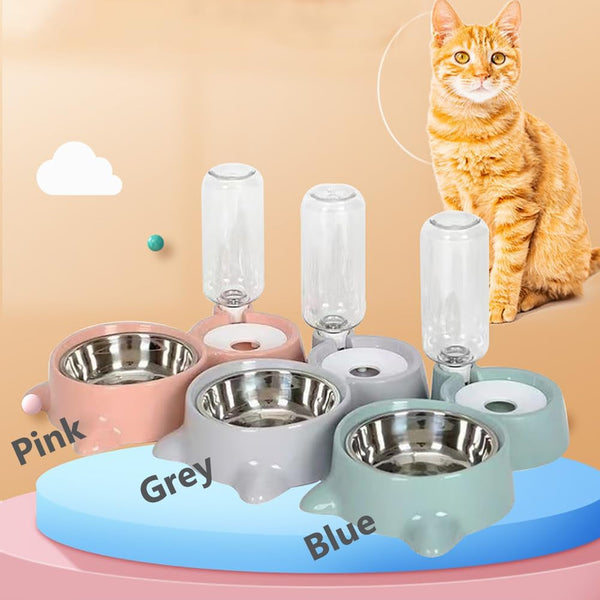J&L VVMEET Dog Bowls, Cat Food and Water Bowl Set with Water Dispenser | Gravity Pet Feeder and Waterer Set with Detachable Stainless Steel Bowl Automatic Water Refill for Cats Dogs Puppy Rabbit6