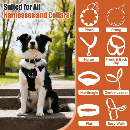 Dog Collar Safety Clip with Dual Clasps,Handmade Backup Safety Strap for Dog Harness, Collars and No Pull Harness Connectors (Pink & Light Purple)6