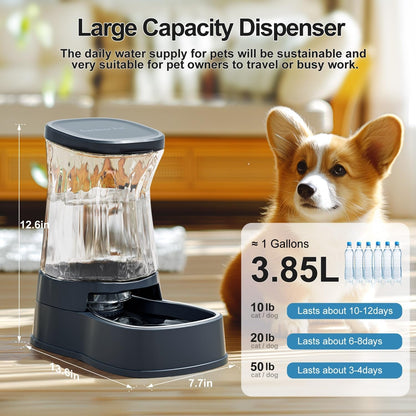 Gardner Pet Automatic Dog Water Dispenser Gravity Stainless Steel Water Waterer Feeder, 100% Bpa-Free Large Capacity Water Feeding Bowls for Medium & Large-Sized Dogs Cats Other Pets -(1 Gallon)2