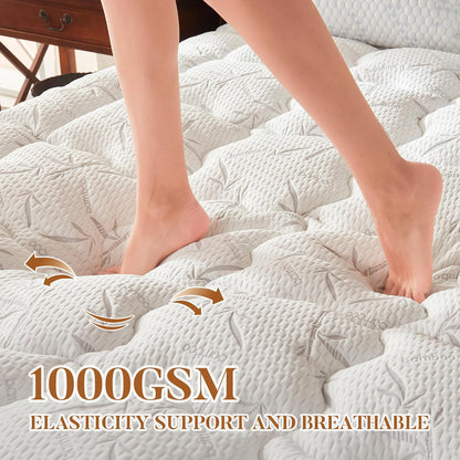 Queen Size Mattress Topper, Thick Pillow Top Mattress Pad，Up to 21 Inch Deep Pocket,Soft Breathable Mattress Pad for Back Pain, Waterproof Protector Cover(White)5
