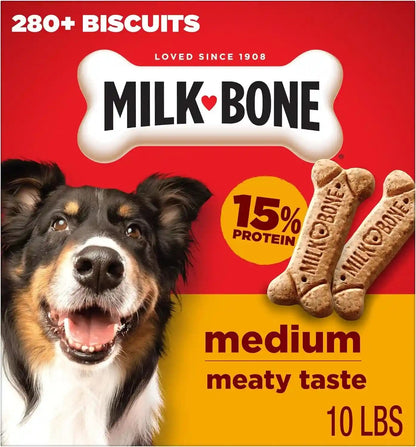 Milk-Bone Original Medium Dog Biscuits, 10 Lb Box | 280+ Treats, Classic Meaty Taste, Crunchy Dog Treats for Dogs 20-50Lbs, 15% Protein, 12 Vitamins & Minerals, Made in the USA1