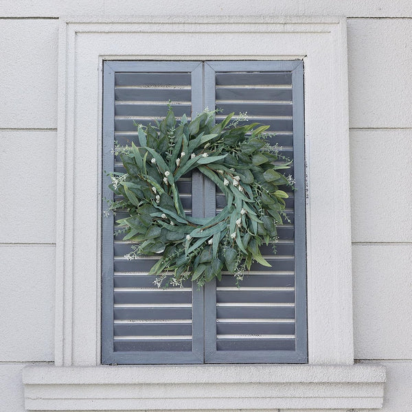 26" Large Artificial Eucalyptus Wreath with Seeds for Front Door(Green) | 3 Different Shape of Eucalyptus Leaves, Realistic Fake Wreath, for Window/Farmhouse/Porch/Home/Holiday/Wall/Outdoor Decor8