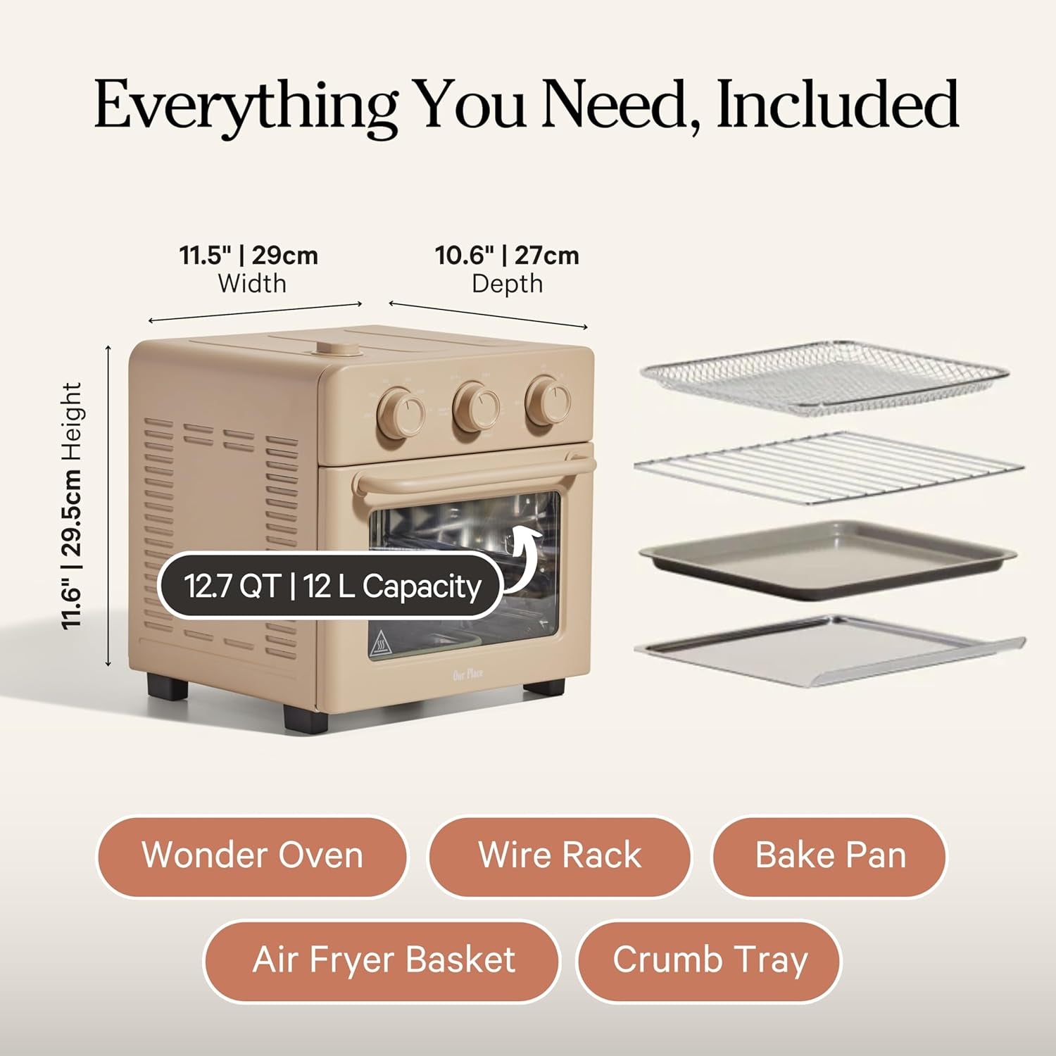 our-place-wonder-oven-6-in-1-air-fryer-toaster-oven-2-rack-13-qt-non-toxic-air-fryer-toaster-oven-combo-basket-wire-rack-bake-pan-crumb-tray-toast-roast-bake-broil-reheat-steam